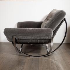 Stendig Co Mid Century Button Tufted Chair Ottoman in Chrome Graphite Mohair by Stendig - 1540144