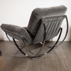 Stendig Co Mid Century Button Tufted Chair Ottoman in Chrome Graphite Mohair by Stendig - 1540152