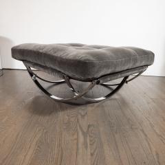 Stendig Co Mid Century Button Tufted Chair Ottoman in Chrome Graphite Mohair by Stendig - 1540156