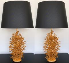 Stephane Galerneau Pair of Gilt Bronze Coral Lamps by Stephane Galerneau France 1990s - 977520