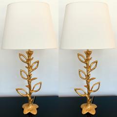 Stephane Galerneau Pair of Gilt Bronze Plant Lamps by Stephane Galerneau France 1990s - 980376