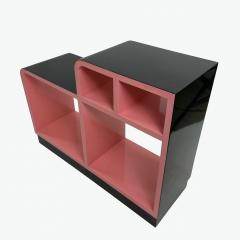 Stepped Art Deco Stands Lacquered in Black and Pink - 3393090