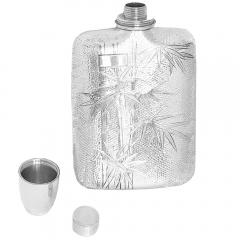 Sterling Handmade Flask with Attached Shot Glass by T Muto 1930s - 4345459