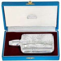 Sterling Handmade Flask with Attached Shot Glass by T Muto 1930s - 4345461