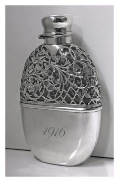 Sterling Overlay Hip Flask American C 1900 - 534567