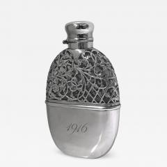 Sterling Overlay Hip Flask American C 1900 - 535268