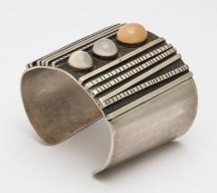 Sterling Silver Cuff with Moonstone Cabochon Decorations - 501780