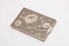 Sterling Silver Floral Filigree Card Case - 4313301