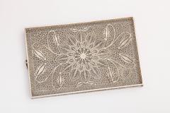 Sterling Silver Floral Filigree Card Case - 4313304