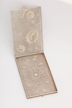Sterling Silver Floral Filigree Card Case - 4313307
