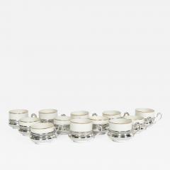 Sterling Silver German Porcelain Expresso Set of 12 Pieces - 723483