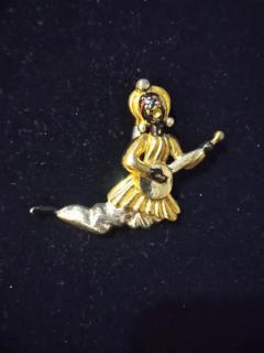 Sterling Silver and Gold Plated Brooch of Musician - 3856607