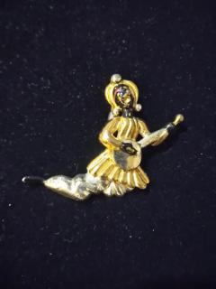 Sterling Silver and Gold Plated Brooch of Musician - 3856608