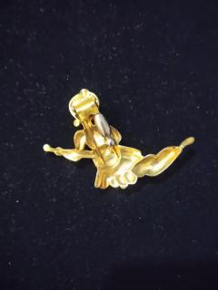 Sterling Silver and Gold Plated Brooch of Musician - 3856609