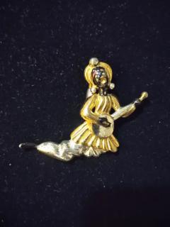 Sterling Silver and Gold Plated Brooch of Musician - 3856613