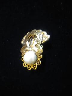 Sterling Silver with Gold Accents and Pearl Setting Brooch - 3820828