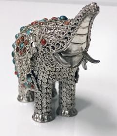 Sterling silver and colour stone inlay Elephant probably Chinese C 1950 - 1082655