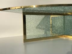 Steve Chase Crackled Glass and Brass Coffee Table by Steve Chase - 443555