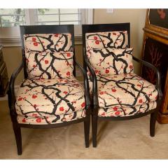 Steve Chase Directoire Style Steve Chase Arm Chairs W Clarence House Fabric - 2817479