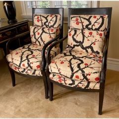 Steve Chase Directoire Style Steve Chase Arm Chairs W Clarence House Fabric - 2817495