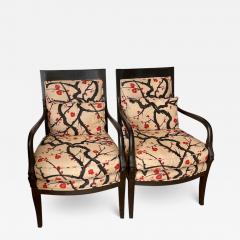 Steve Chase Directoire Style Steve Chase Arm Chairs W Clarence House Fabric - 2823198