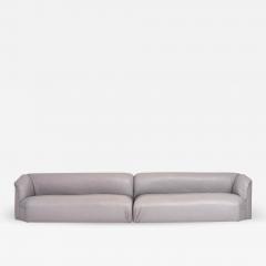Steve Chase Post Modern 2 Piece Gray Leather Sectional Sofas - 1741168