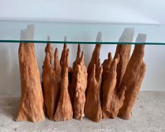 Steve Chase Steve Chase Cypress Wood Glass Console Table 1970 - 4124448