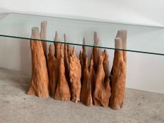 Steve Chase Steve Chase Cypress Wood Glass Console Table 1970 - 4124449