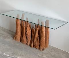Steve Chase Steve Chase Cypress Wood Glass Console Table 1970 - 4124450