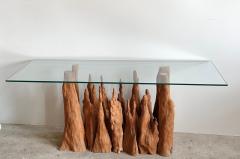 Steve Chase Steve Chase Cypress Wood Glass Console Table 1970 - 4124453