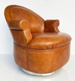 Steve Chase Steve Chase Martin Brattrud Chrome Leather Swivel Chairs on Casters A Pair - 3503012