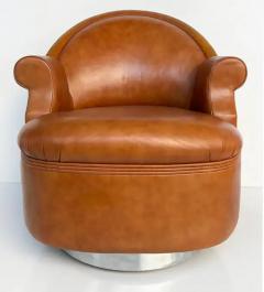 Steve Chase Steve Chase Martin Brattrud Chrome Leather Swivel Chairs on Casters A Pair - 3503014