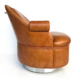 Steve Chase Steve Chase Martin Brattrud Chrome Leather Swivel Chairs on Casters A Pair - 3503076
