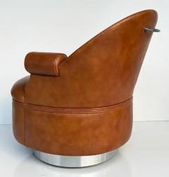 Steve Chase Steve Chase Martin Brattrud Chrome Leather Swivel Chairs on Casters A Pair - 3503109