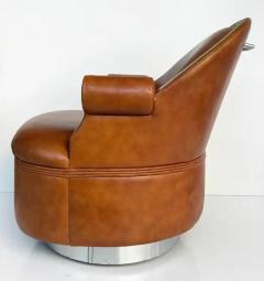 Steve Chase Steve Chase Martin Brattrud Chrome Leather Swivel Chairs on Casters A Pair - 3503132