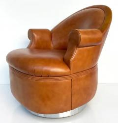Steve Chase Steve Chase Martin Brattrud Chrome Leather Swivel Chairs on Casters A Pair - 3503179