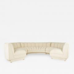Steve Chase Style Mid Century Channeled Suede Semi Circle Three Piece Sofa - 2363770