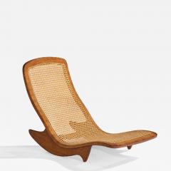 Steve Rieman Rocking Chaise Longue with Teak and Rattan USA 1976 - 4787293