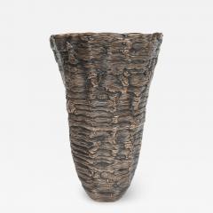 Steven Haulenbeek Modernist Ice Cast Patinated Bronze Vase with Wax Finish by Steven Haulenbeek - 1563212