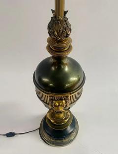 Stiffel Hollywood Regency Style Brass Ebony with Lion Head Table Lamp - 3088924