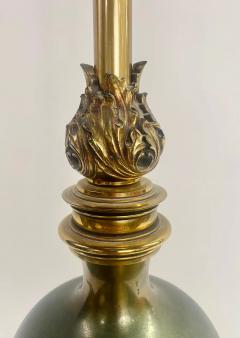 Stiffel Hollywood Regency Style Brass Ebony with Lion Head Table Lamp - 3088925