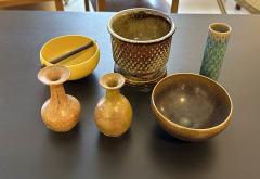 Stig Lindberg Group of 6 Stig Lindberg Studio Ceramic Cabinet Bowls and Vases - 3332246