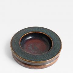 Stig Lindberg STIG LINDBERG HAND THROWN CERAMIC DISH WITH DEEP RED AND BLUE GLAZES  - 2956854