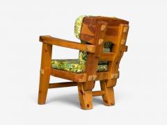 Stig Sandqvist Brutalist Lounge Chairs Pine Green Fabric Sweden 1960s - 4748249