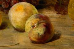Still Life Painting of Peaches Pears Grapes and Melon in a Giltwood Frame - 4516441
