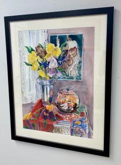 Still Life Watercolor of Irises Mary Cassatt Goldfish by Cathy Folk Williams - 3251692