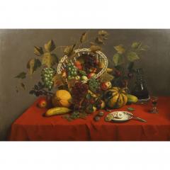 Still Life of Fruit on a Table Top with Red Cloth - 3943820