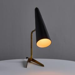 Stilux Milano 1950s Stilux Milano Black and Brass Conical Table Lamp - 4392984