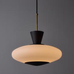 Stilux Milano 1950s Stilux Milano Opaline Glass Perforated Painted Metal Pendant - 4388391