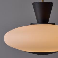 Stilux Milano 1950s Stilux Milano Opaline Glass Perforated Painted Metal Pendant - 4388393